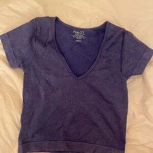 Rue21 Navy Ribbed V-Neck Tee